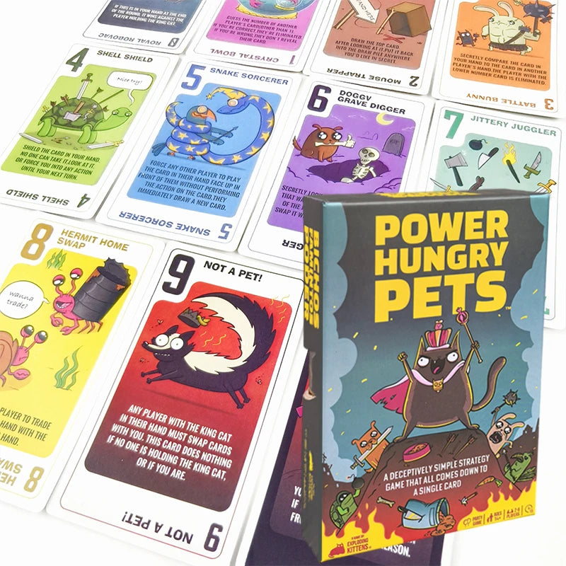 Power Hungry Pets Card Game Board Game Family Party Strategy Cards