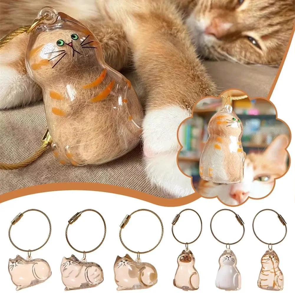 Cat Fur Memorial Charm Resin Keepsake Capsule for Pet Hair Portable