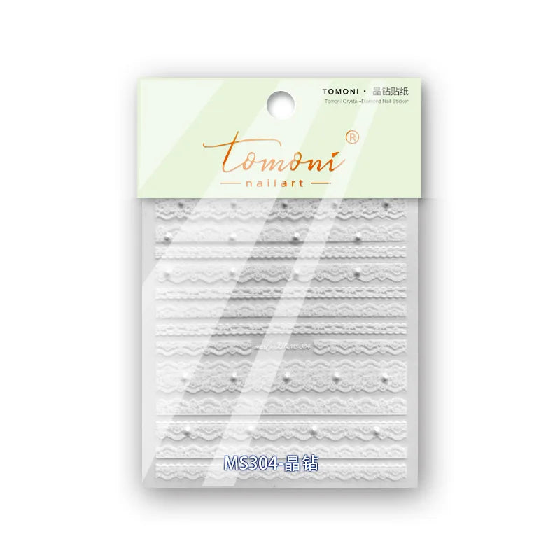 5D black and white lace stripe nail art sticker high quality comes
