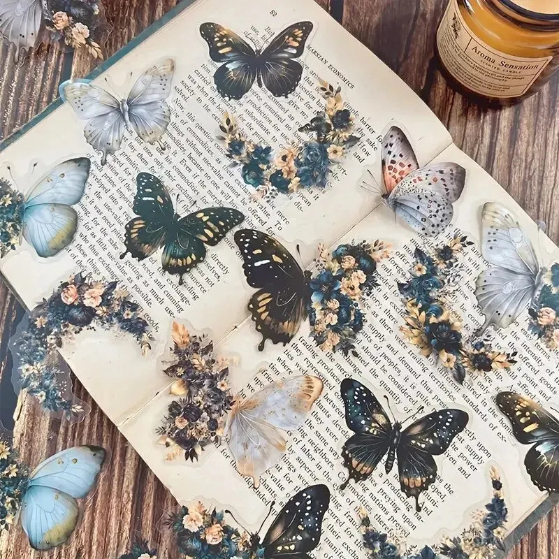 30 PCs Butterfly Flower Themed DIY Decorative Stickers Pack Decorative
