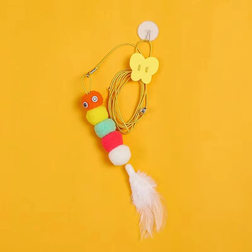 1PC Cat Hanging Cat Toy Hanging Door Elastic Rope Cat Stick Feather