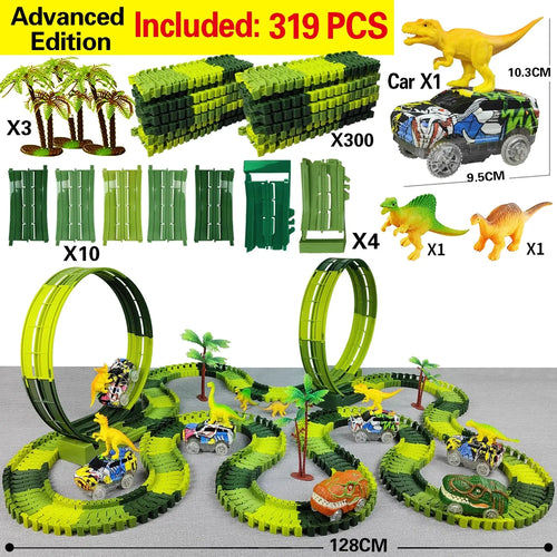 Magic Climbing Electric Dinosaur Car Track Railway Toy Car Set Bend