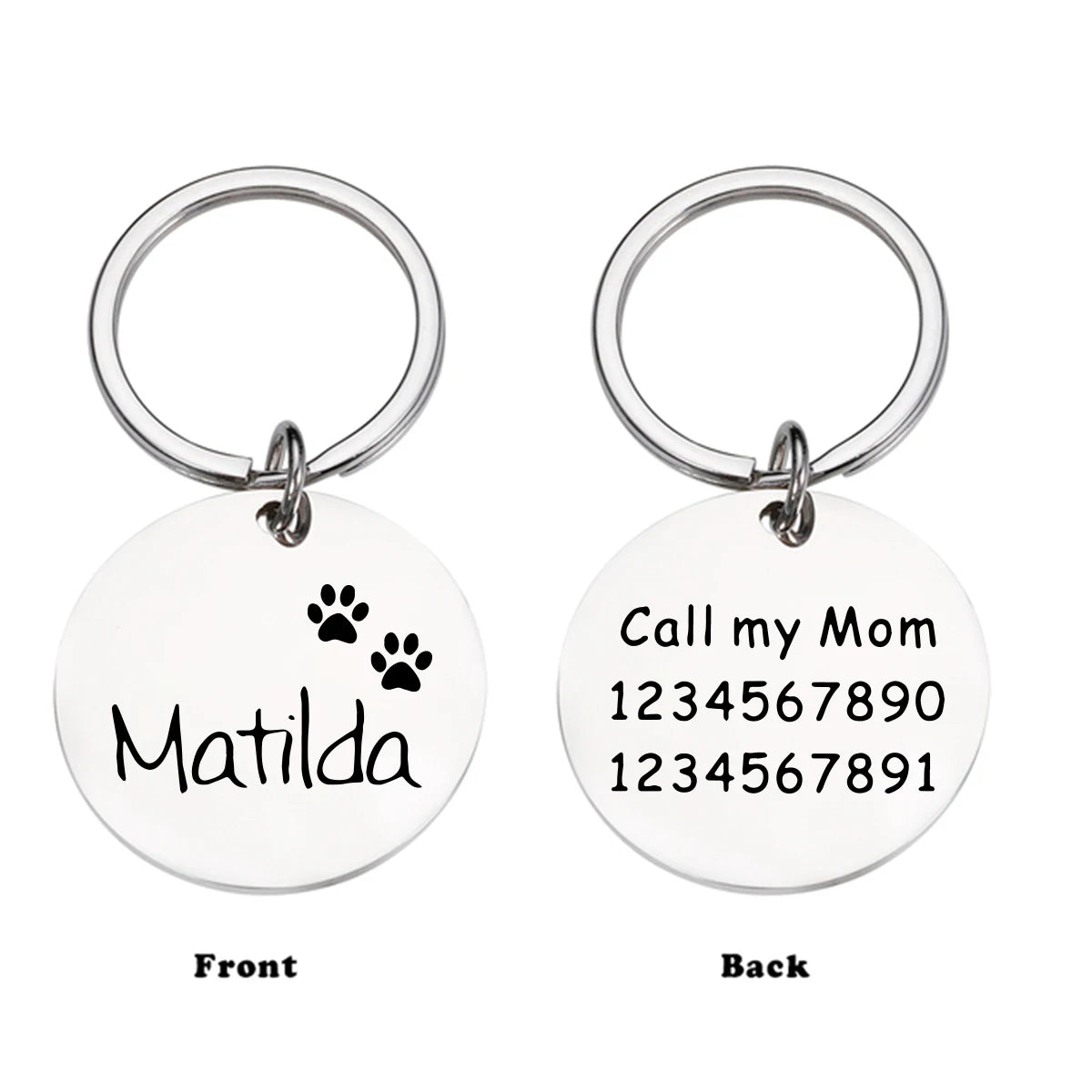 1pc Romantic dog footprint Customized Name and text Cat Dog ID Tag