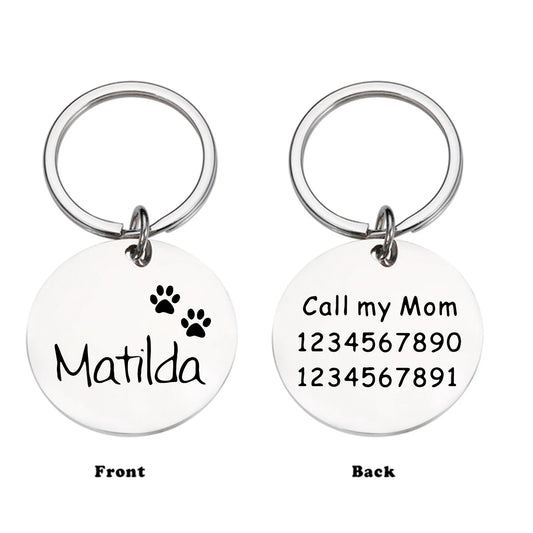 1pc Romantic dog footprint Customized Name and text Cat Dog ID Tag