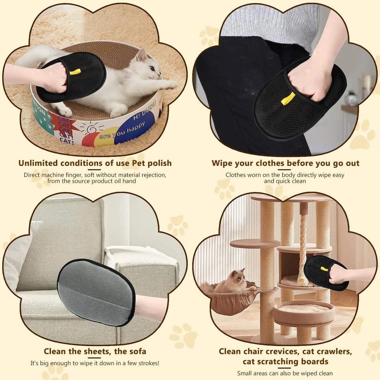 Magic Pet Static Hair Removal Gloves  Brush Hair Remover  Cat Hair