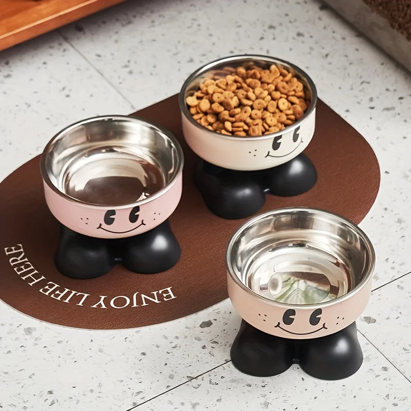 Elevated Dog Cat Bowl Stainless steel Food Water Bowls Raised No Spill