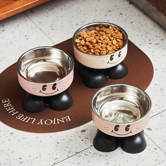 Elevated Dog Cat Bowl Stainless steel Food Water Bowls Raised No Spill