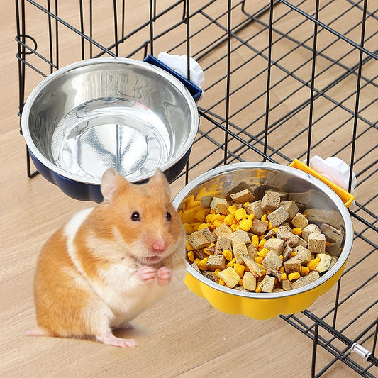 Movable Lifting Pet Hanging Food Bowl Pumpkin Shaped Stainless Steel