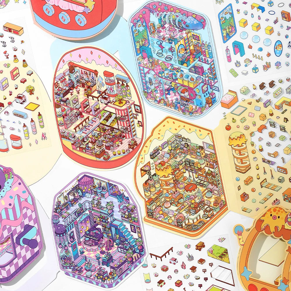 Kawaii Little Corner Starry Sky Music Hall Landscape Sticker DIY