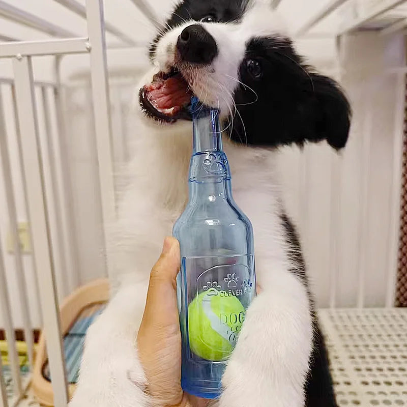 Pet Chew Toy TPR Bite-resistance Beer Bottle with Tennis Ball Toy