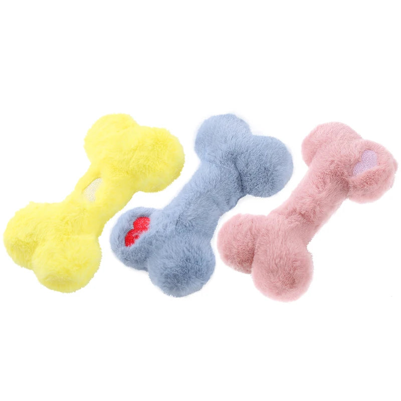 Cute love bone plush vocal dog toys containing bb called grinding