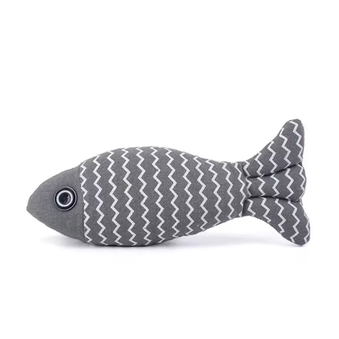 1pc Pet Toys Cat Chew Toys Linen Fish Pillow Chew Training Toy