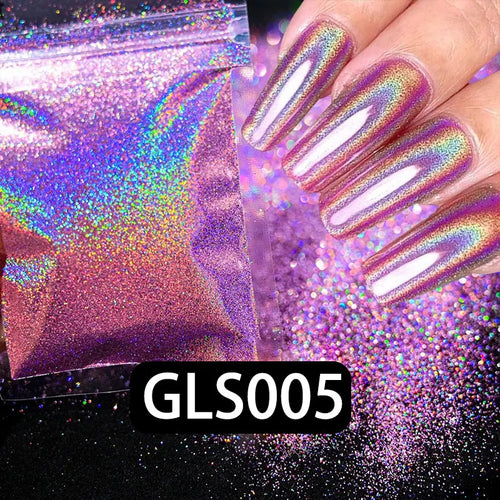 Laser Holographic Rainbow Nail Glitter 0.2MM Sparkly Nails Glitter