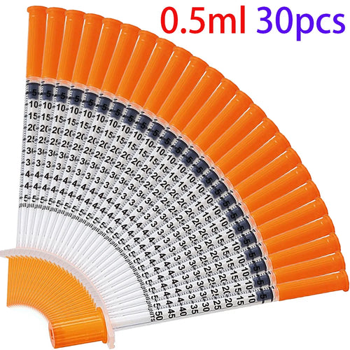 30Pcs 0.5Ml/1Ml Disposable Plastic Veterinary Syringes with Needles,