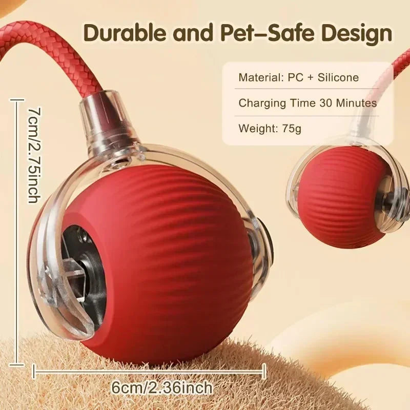 Cat Interactive Ball Toy, Automatic Rolling Ball with Tail,