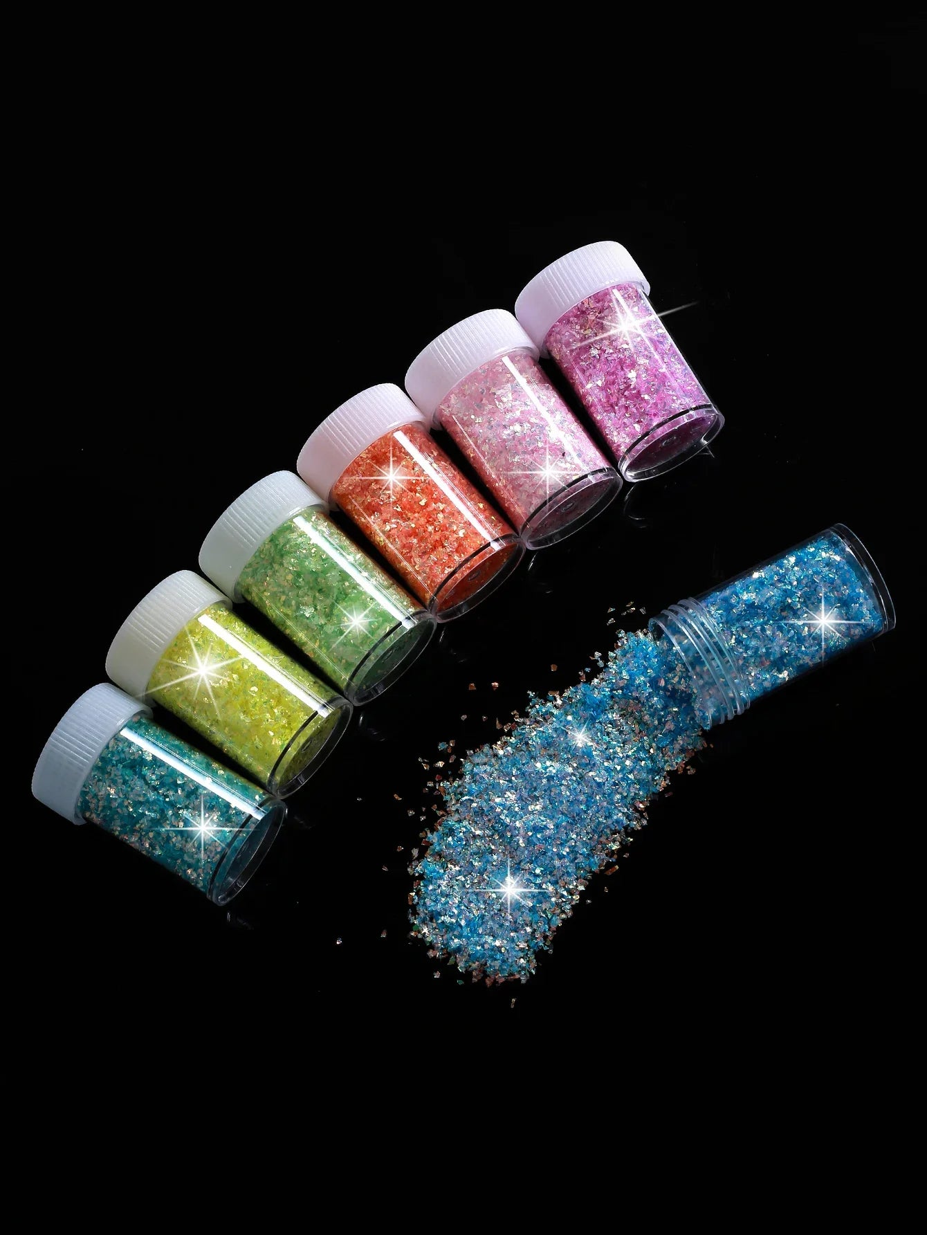 8-Color Lridescence Ultra-Thin Nail Enhancement Glitter DIY Glue Drip