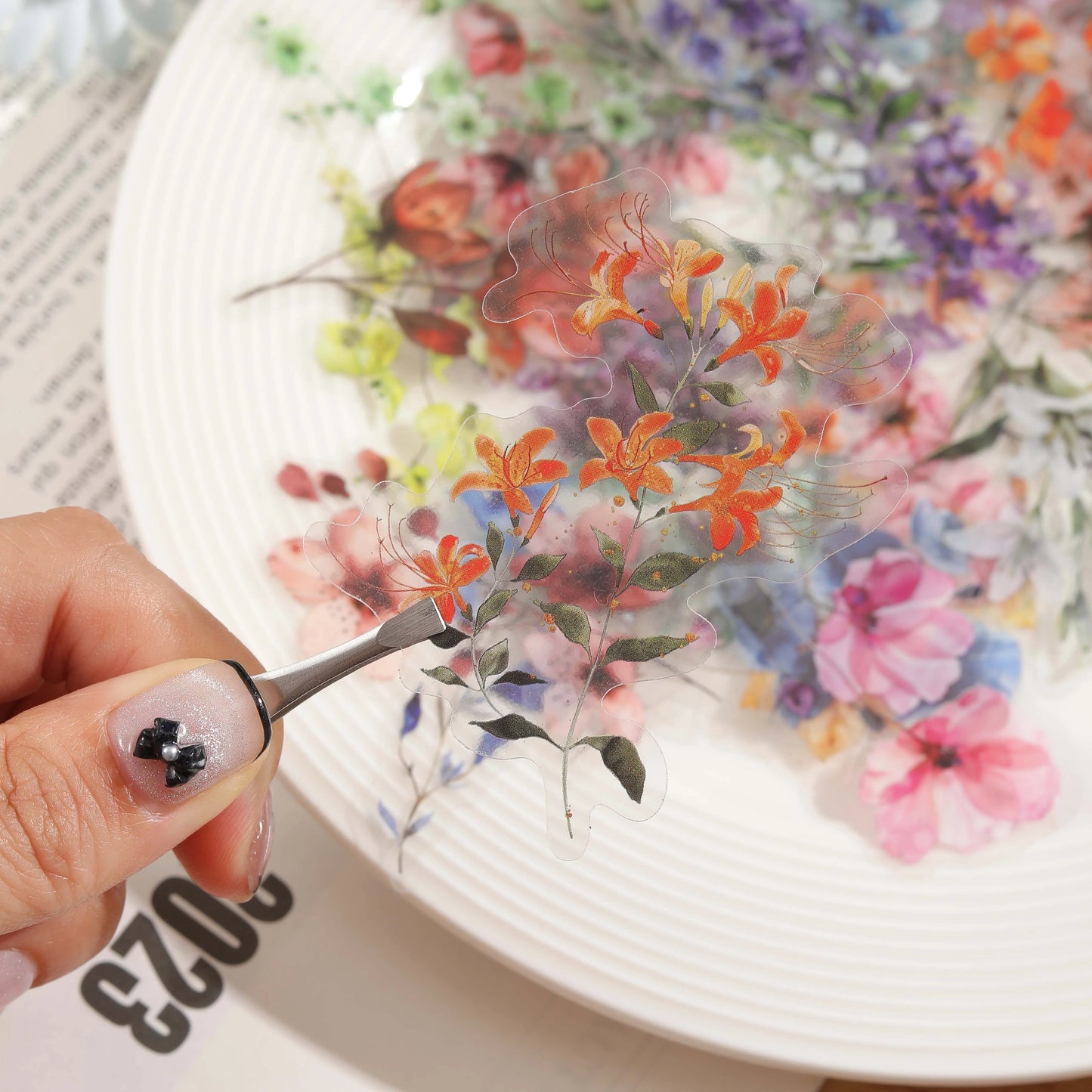 50pcs Flower Plant Stickers Hand Tent DIY Stick Labels Scrapbooking
