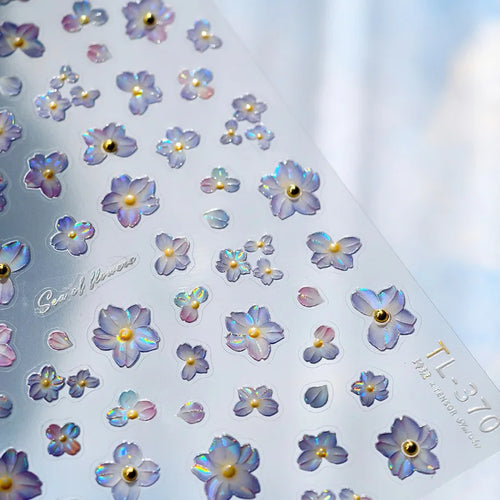1 pc 5D Chinese style camellia nail sticker Vernal Equinox peach