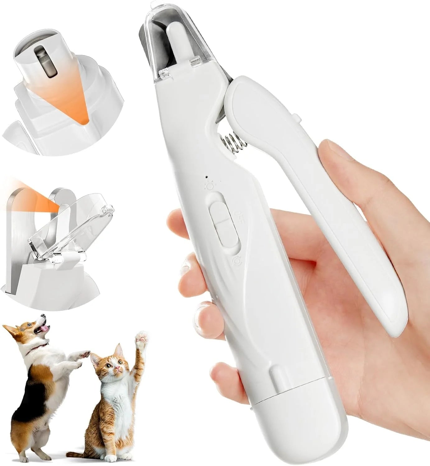 Pet Nail Clippers, Quiet Pet Nail Grinder with 2 LED Lights for Large