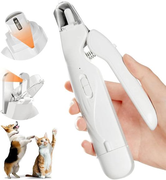Pet Nail Clippers, Quiet Pet Nail Grinder with 2 LED Lights for Large
