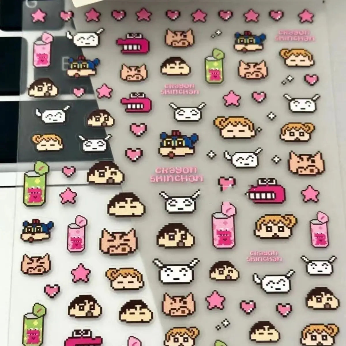 Kawaii Crayon Shin Chan PET Stickers Japanese Pixel Style Cute Phone
