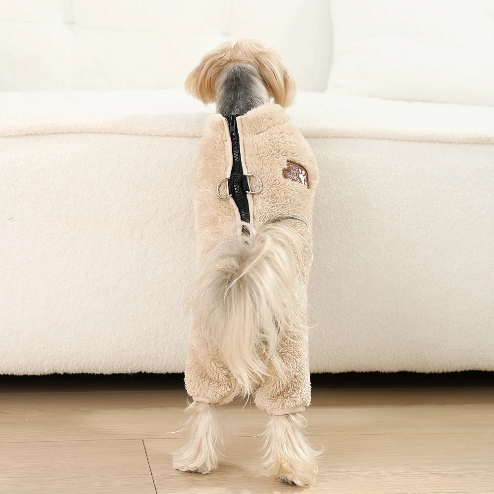 Soft Fleece Dog Clothes Winter Four Legs Covered  Plush Pet Coat