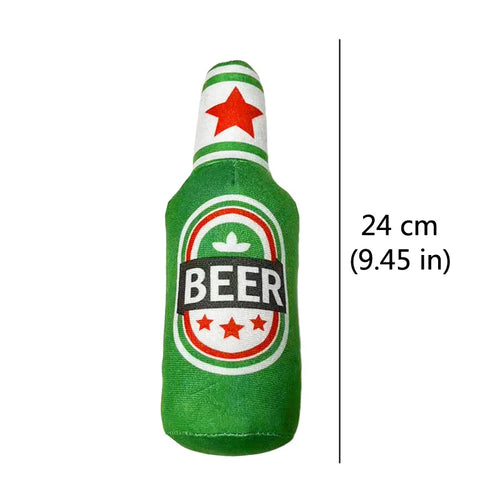 Funny Plush Dog Toys Beer Bottle Shaped Small Large Dogs Squeak Sound