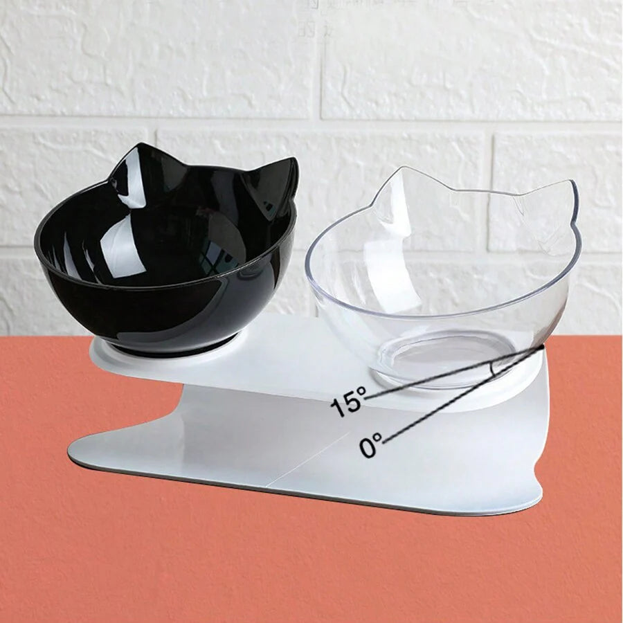 Slanted Mouth Cat Bowl, Neck Protector, Cat Double Bowl, Pet
