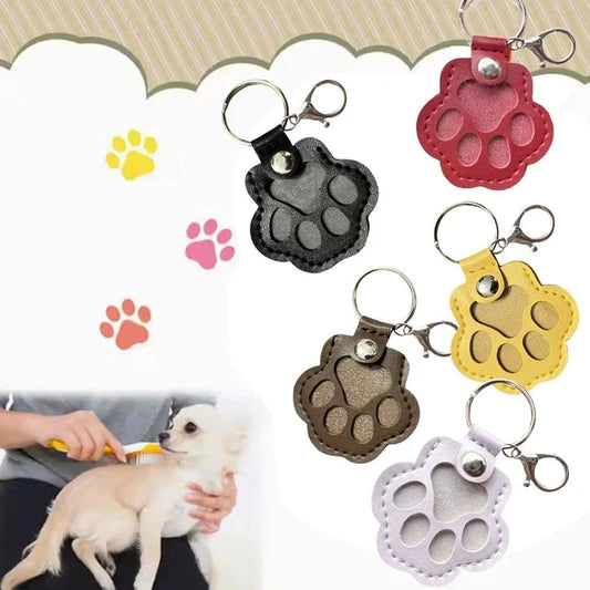 Pet Hair Memorial Keychain PU Leather Keepsake Locket for Cat Dog Fur