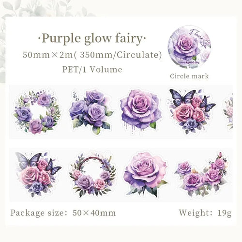 8Style 200cm/roll Flower Sea Tape Cut Film PET Plants Handbook DIY