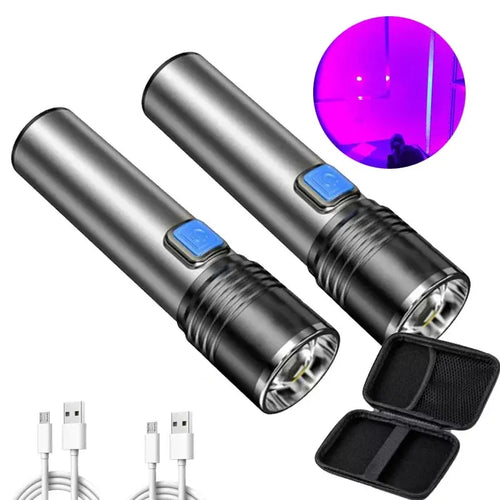 395nm UV Flashlight Blacklight Zoomable USB Rechargeable UV Light