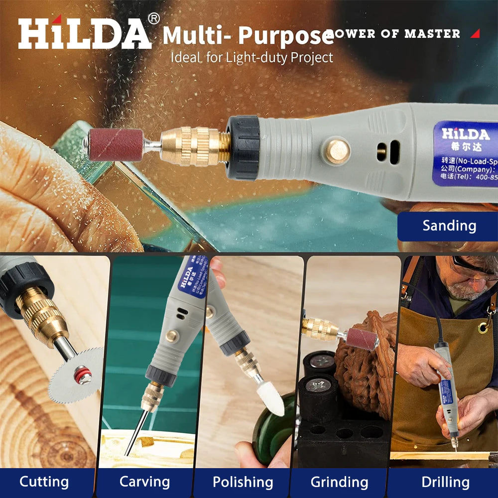 HILDA 18V Engraving Pen Mini Drill Rotary Tool With Grinding