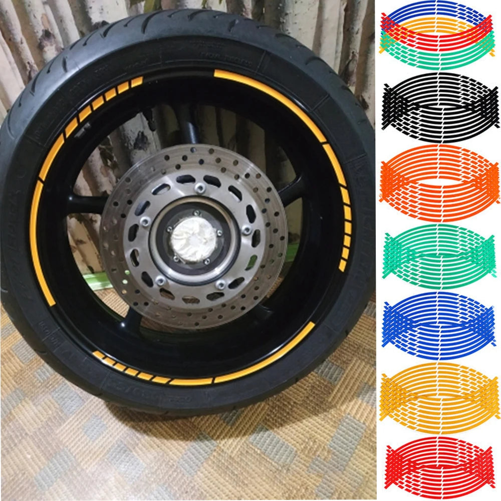 16Pcs 17"18" Strips Motorcycle Wheel Stickers Car Reflective Rim Tape