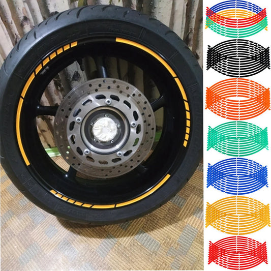 16Pcs 17"18" Strips Motorcycle Wheel Stickers Car Reflective Rim Tape