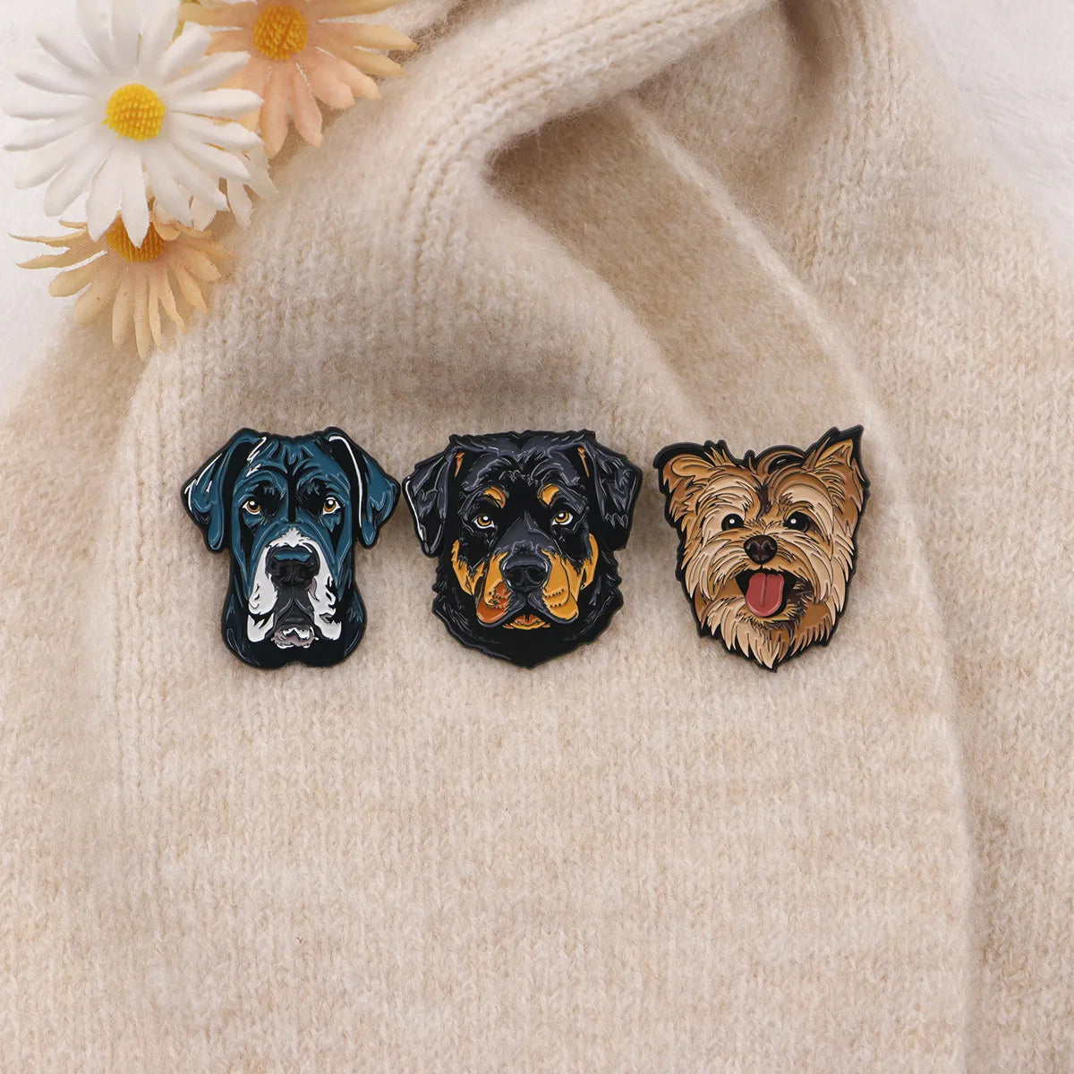 Cute Family Pet Dog Enamel Pins German Shepherd Husky French Bulldog