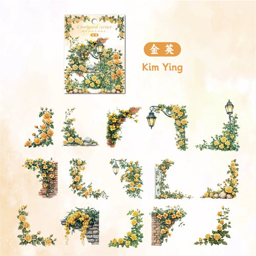 30 Pcs Flowers Corner Stickers PET sticker package DIY diary