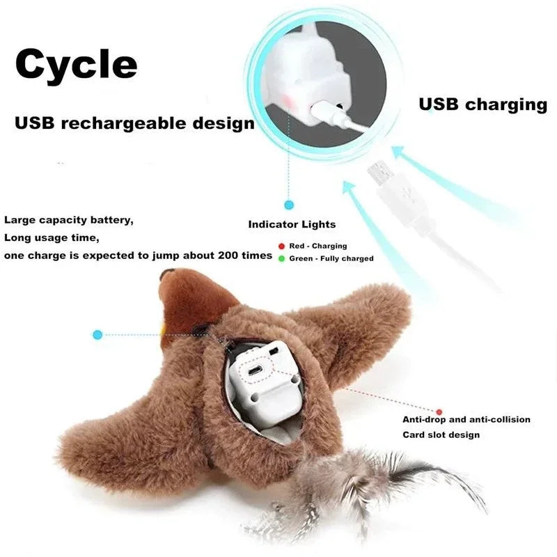 Hot Rechargeable Interactive Simulated Bird Cat Toy Touch Activated