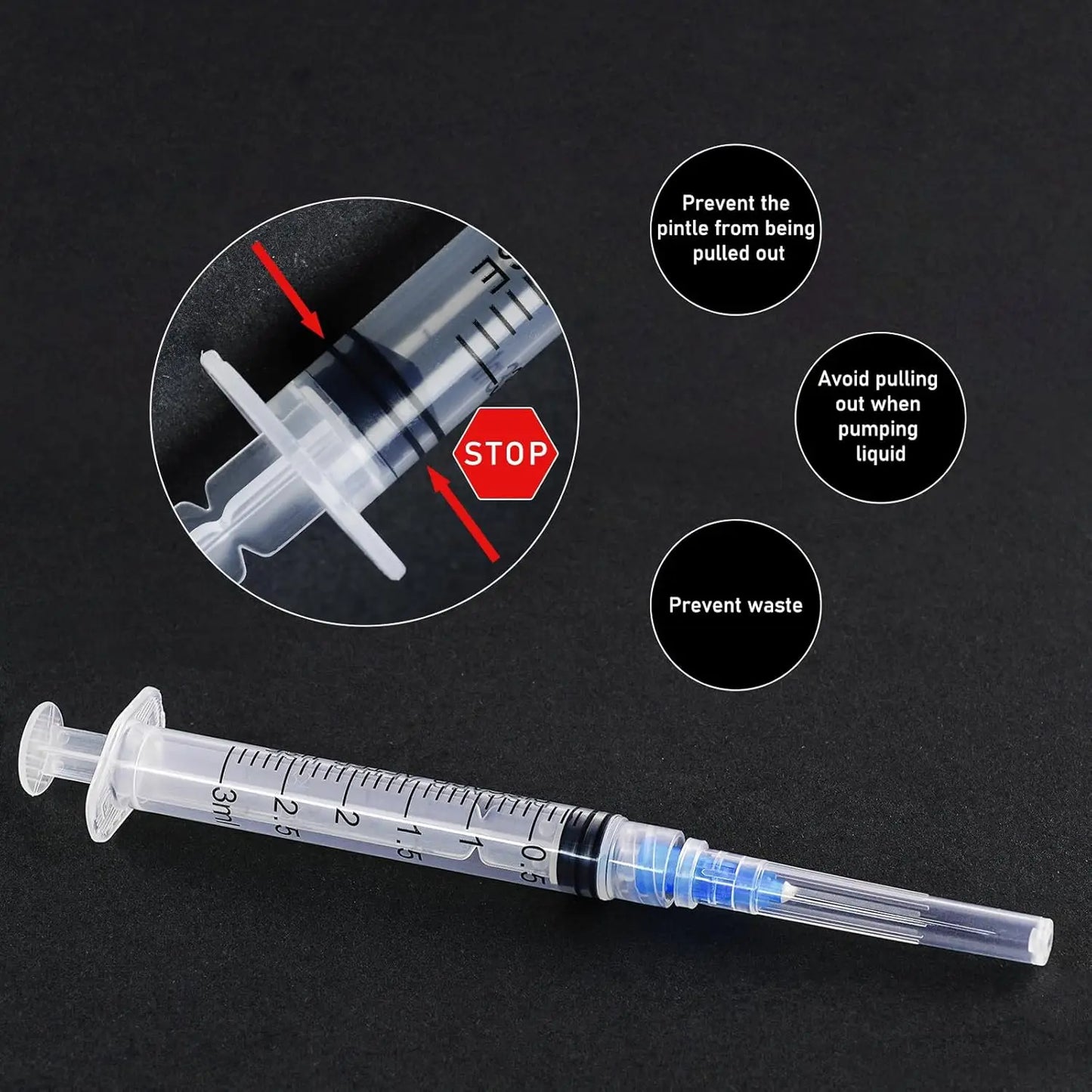 50Pcs 3ml Disposable Luer Lock Syringes, Suitable for Pets and Farm