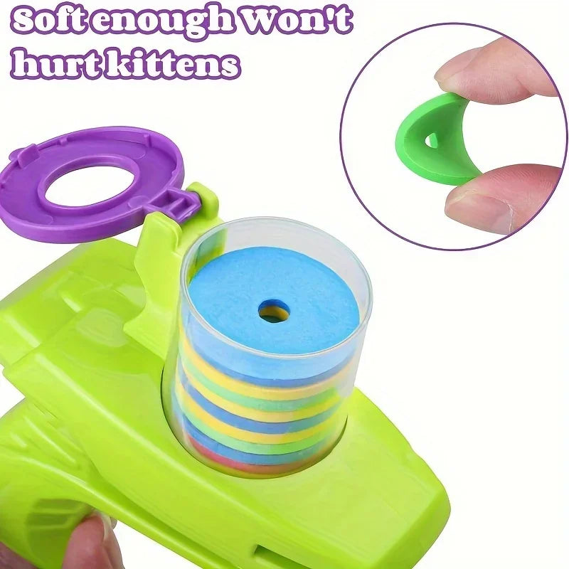 Cat Dog Toy with Colorful Flying Discs Set, Pet Toy Gun Launcher