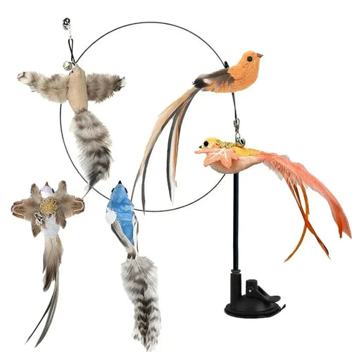 Simulation Bird Cat Toys Funny Interactive Peacock with Bell Cat Stick