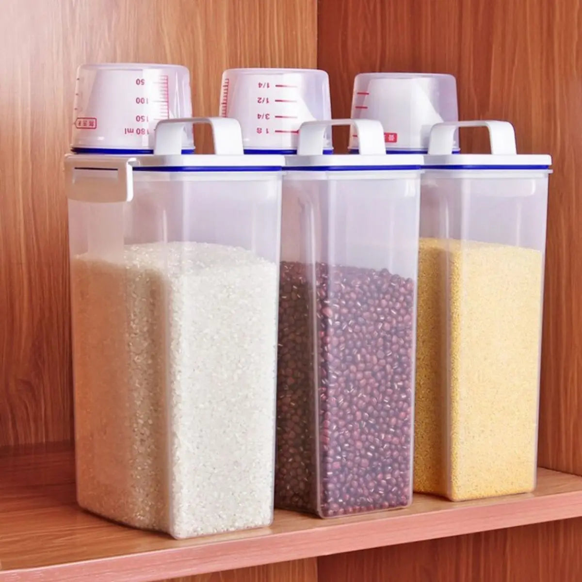 【Hot sales】1pc Rice And Grains Food Storage Canister With Measuring