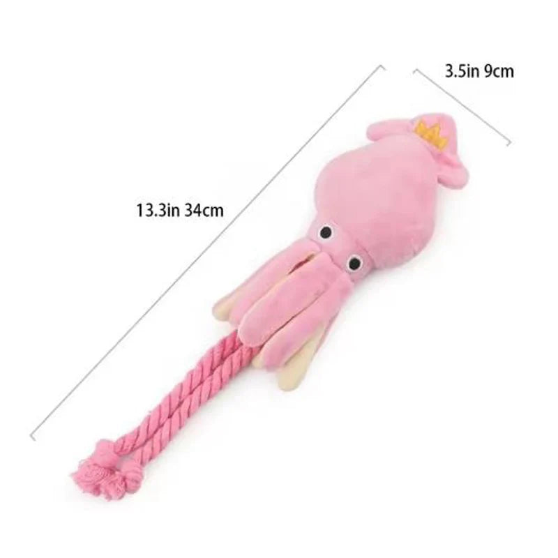 Dog toys; cat toys; sound-emitting cotton rope octopus; durable chew
