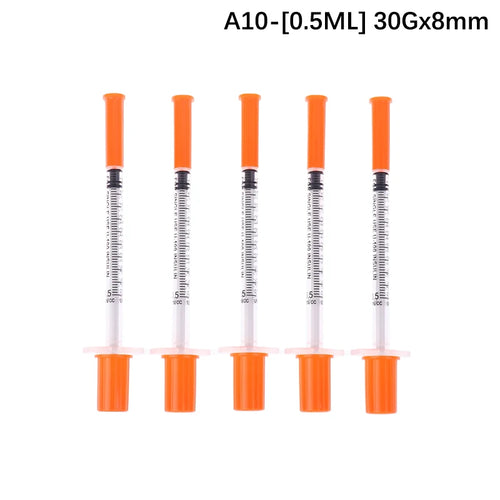 5Pcs 0.3/0.5/1ML Disposable Plastic Veterinary Syringe Orange Cap