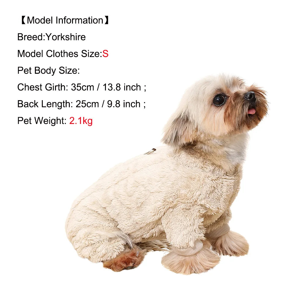Pet Dog Clothes Cozy Soft Fleece Puppy Cat Jumpsuit For Small Medium