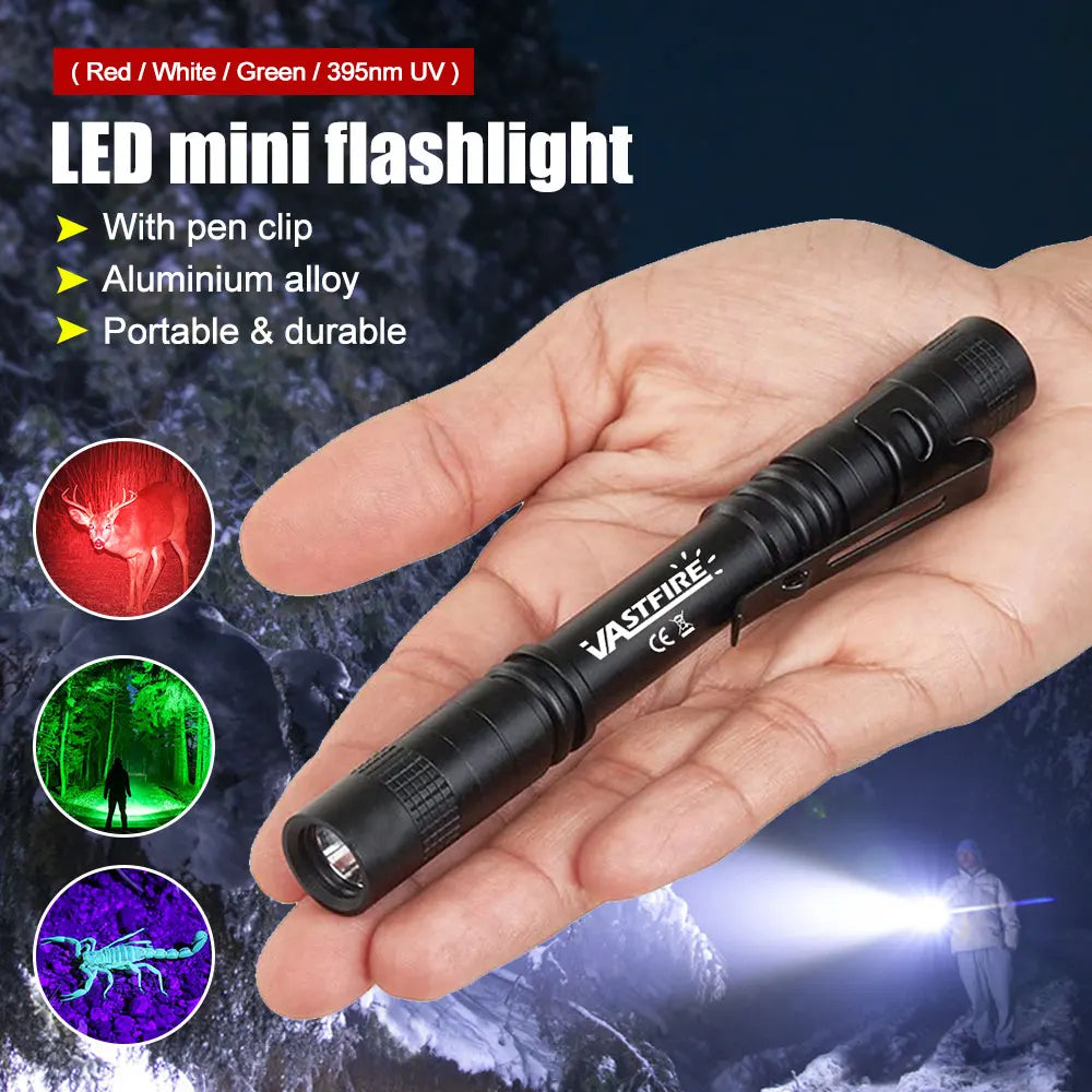 Mini Pen Light Flashlight Red/White/395nm Torch Penlight Flashlight