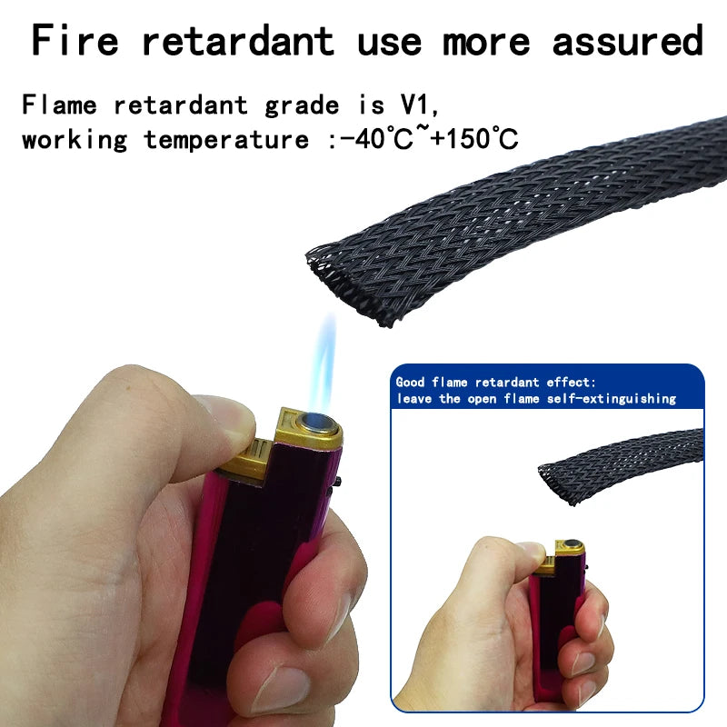 3m/9.85ft PET Expandable Braided Sleeving Flexible Wire Mesh Sleeve
