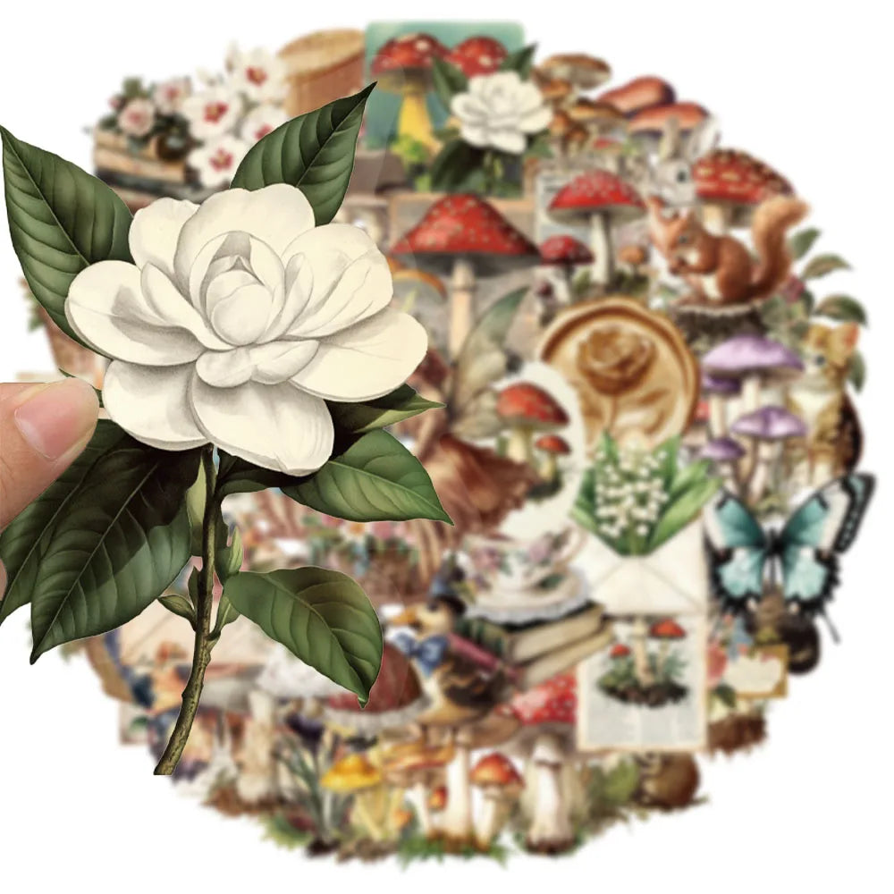 50PCS Retro Mushroom Graffiti Stickers Handmade Account DIY Luggage