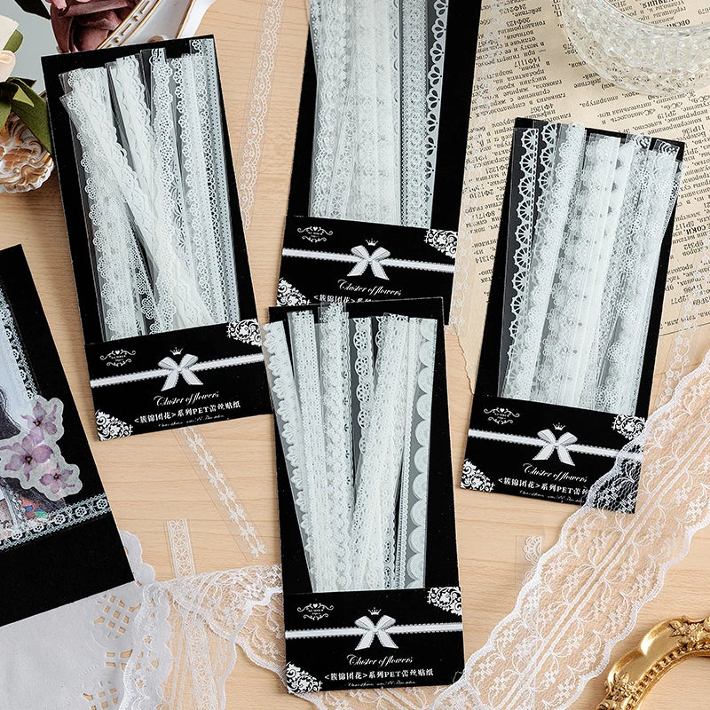 30pcs Retro Floral White Lace Sticker Hand Account DIY Decoration