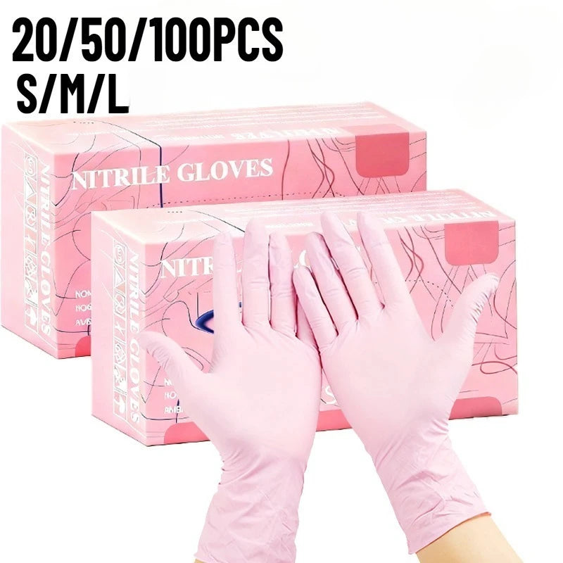 20/50/100PCS Disposable Light Pink Nitrile Gloves Pet Bath Bathing