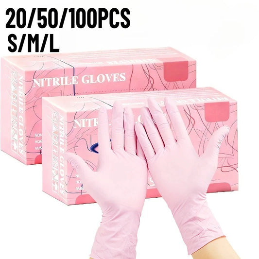 20/50/100PCS Disposable Light Pink Nitrile Gloves Pet Bath Bathing